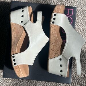 Corkys White and Tan Platform Sandals